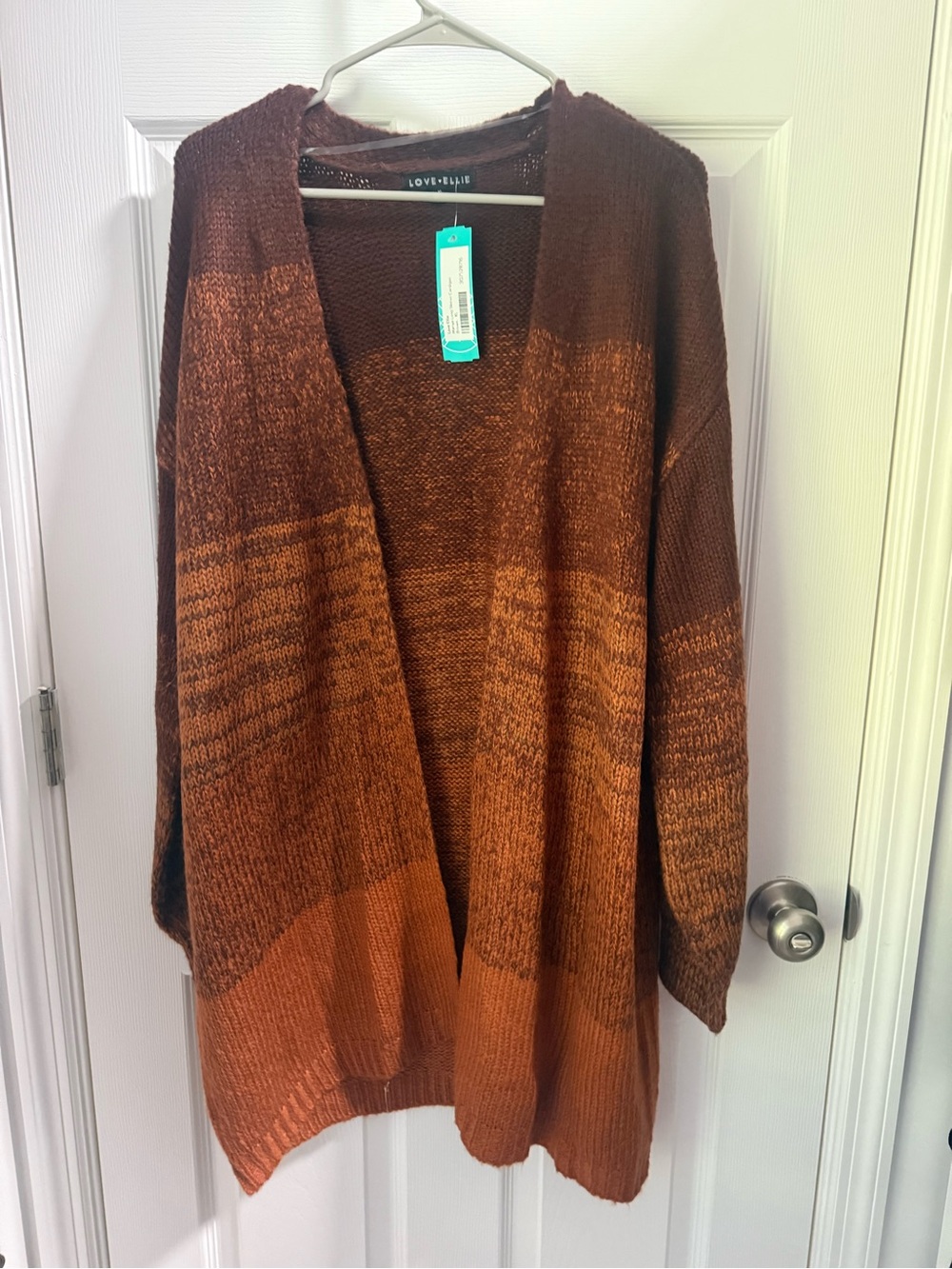 Love Ellie Rust Brown Open-Front Women's Sweater Cardigan